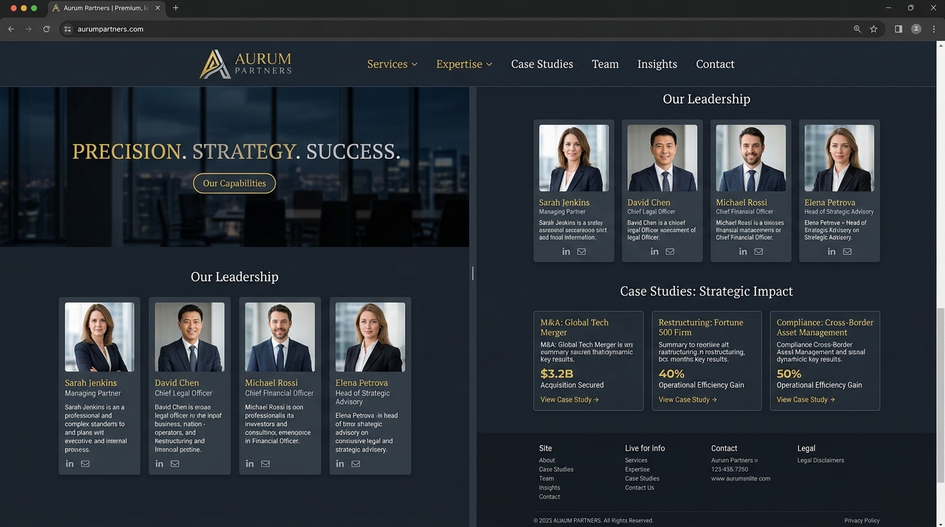 Aurum Partners Corporate Legal & Financial Advisory Website